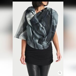 Planet By Lauren G Abstract Green and Gray Cashmere Scarf